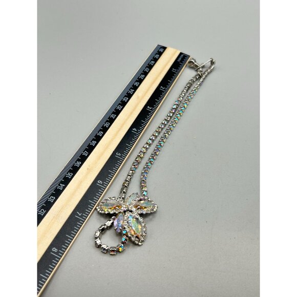 Vintage Weiss Aurora Borealis Crystal Necklace Rhinestones Choker 15" - Picture 10 of 10